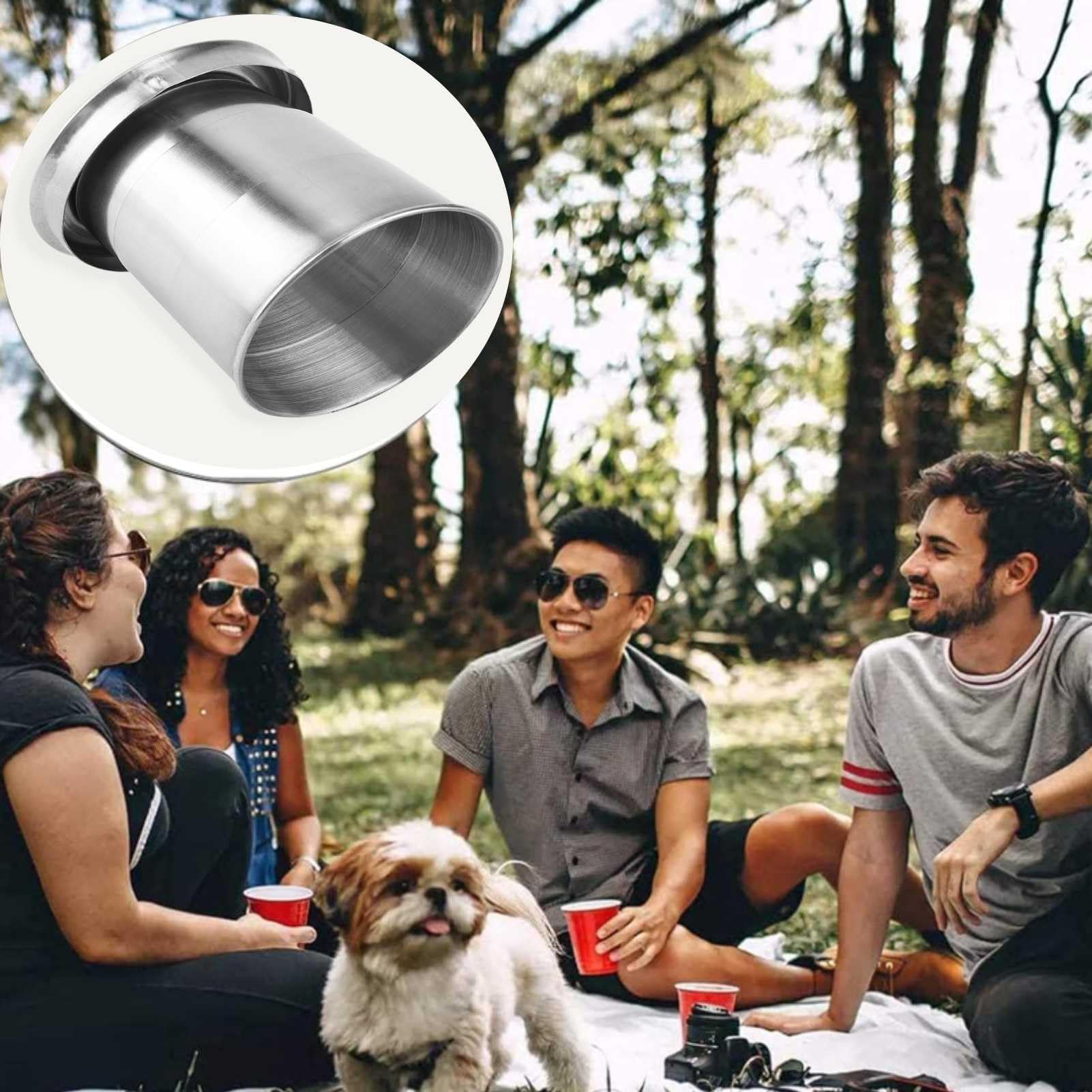 HERCHR 150ml Impilabile Bere All'aperto Viaggio Telescopico Tazza, Tazze Pieghevoli Da Campeggio in Acciaio Inox Con Portachiavi, portatile bere bicchiere Tumbler con coperchi per Esterno