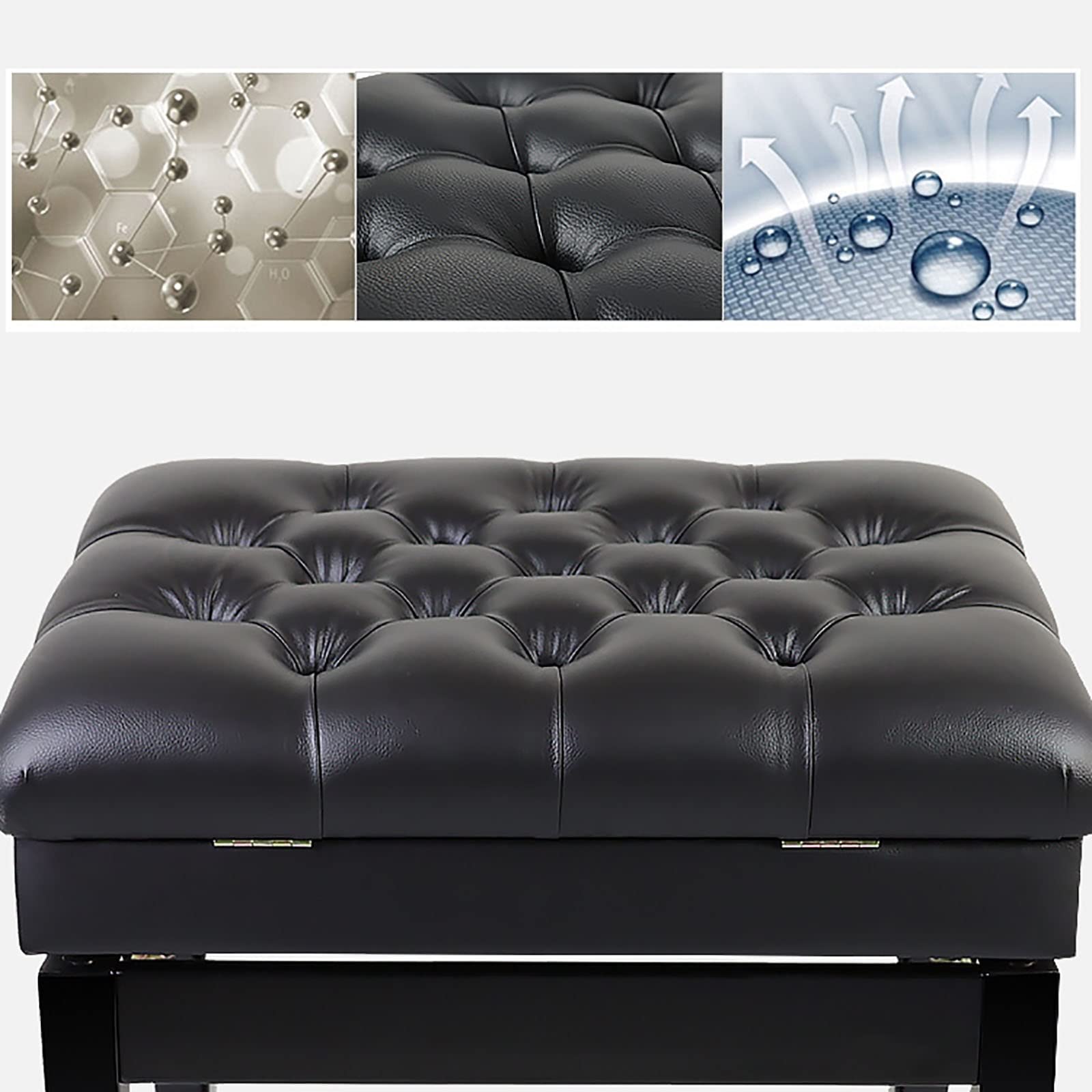 Klavierhocker, schwarz, höhenverstellbar, Klavierbank, gepolsterter Keyboard-Sitz, Hocker, Stühle, Tragkraft 180 kg, einfach zu montieren