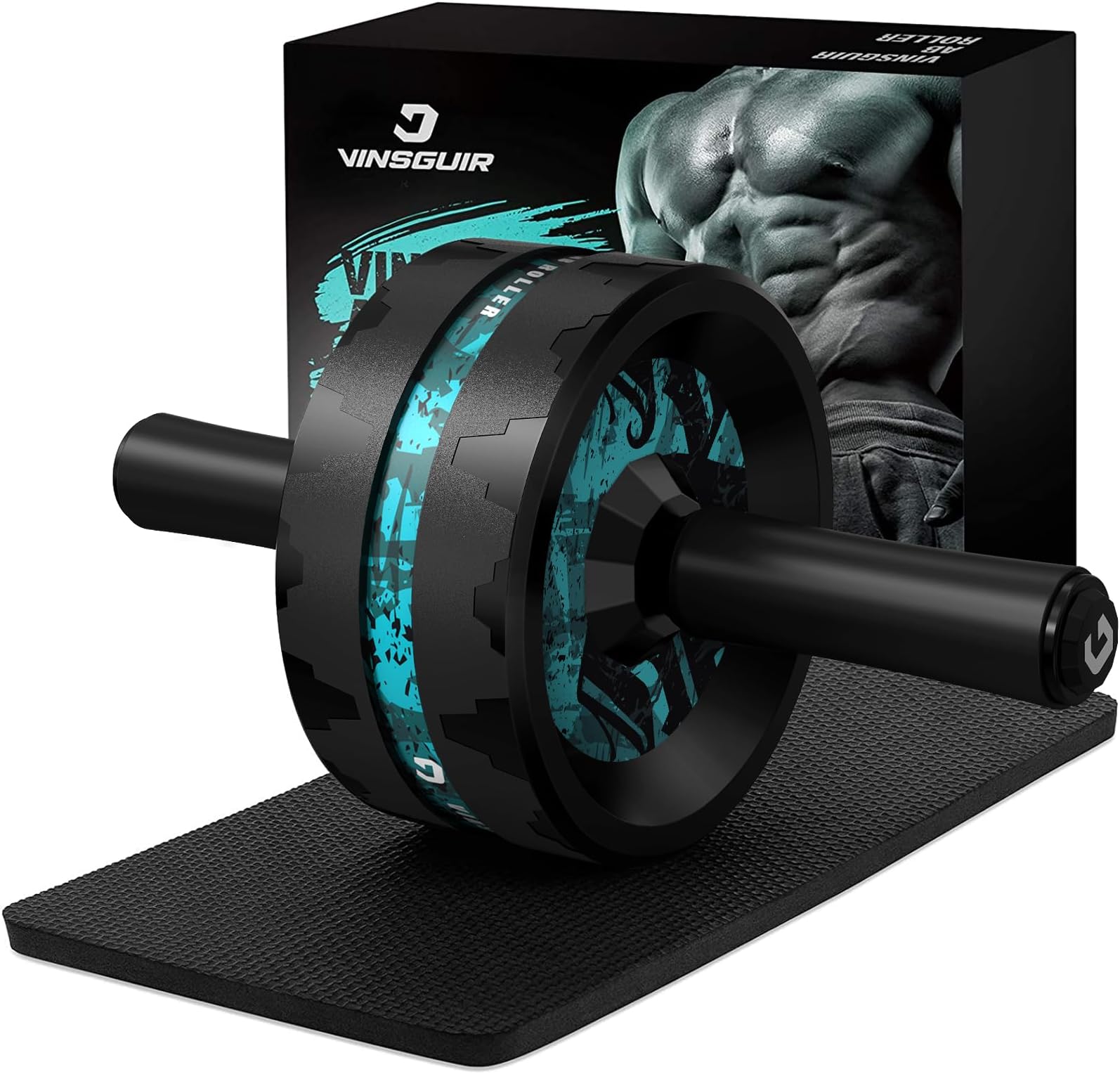 Ab Roller, Vinsguir Ab Roller Wheel for Core Workout & Strength Training, 3.2 Inch Dual-wheel Ab Wheel for Abs Workout, Abdominal Wheel Workout Equipment, Exercise wheels for Home Gym with Knee Pad