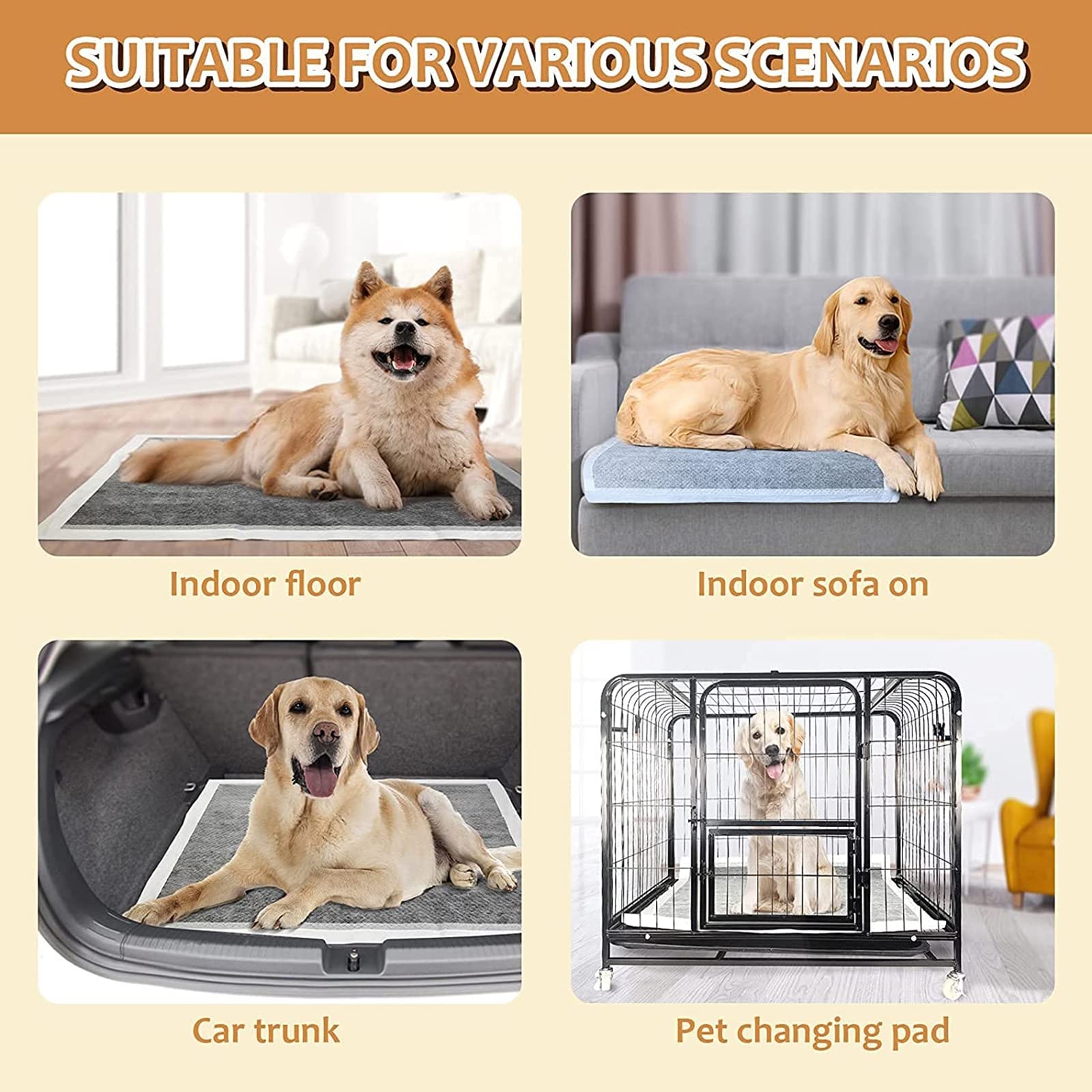 Tapis Éducateurs Chiot en Carbone, Chien Tapis De Propreté pour Chiots, Tapis D'éducation À La Propreté Super Absorbants pour Chiots,Alaise pour Chien Alese Jetable
