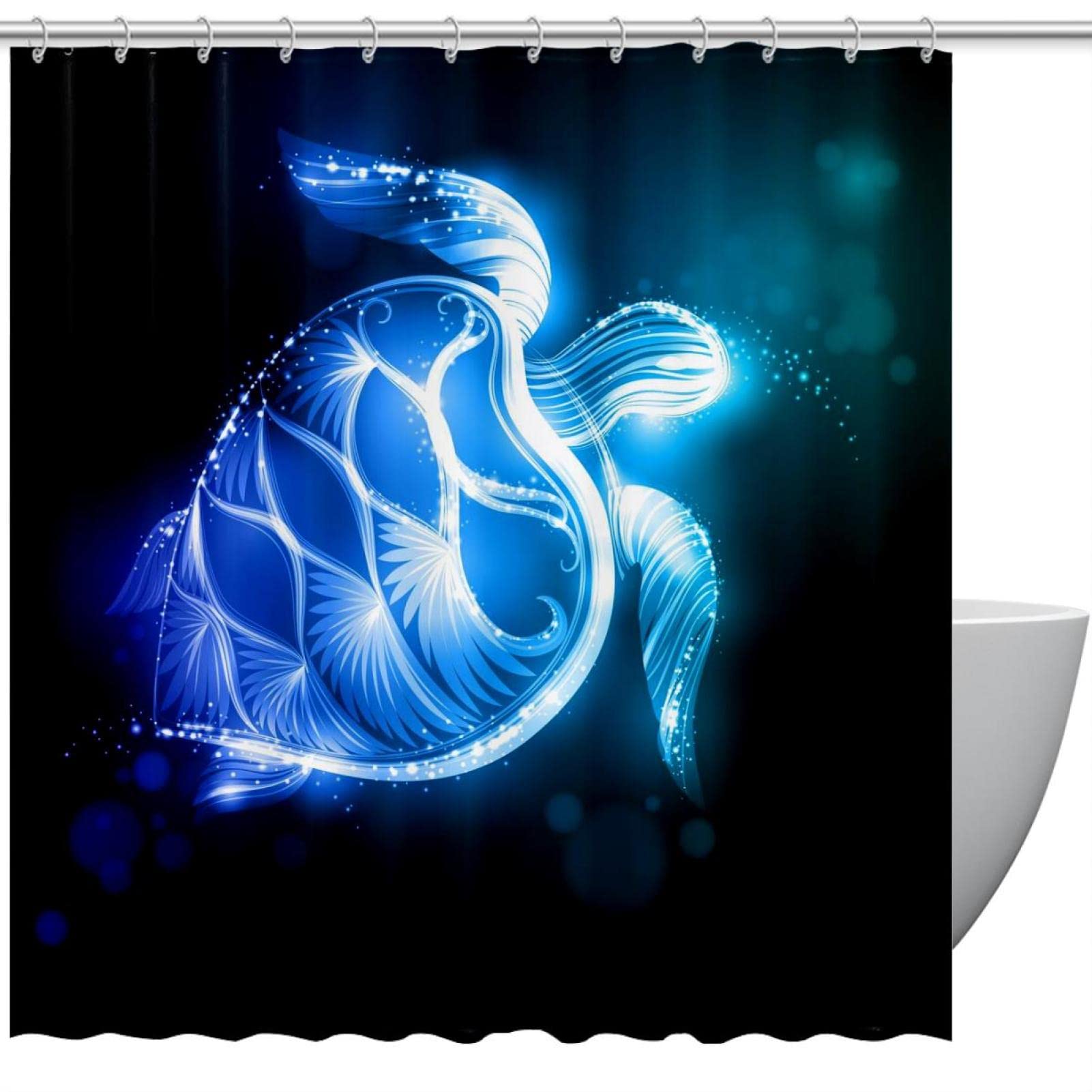 Rideau de douche tortue 183x183 cm grand format impermeable lavable textile salle de bain
