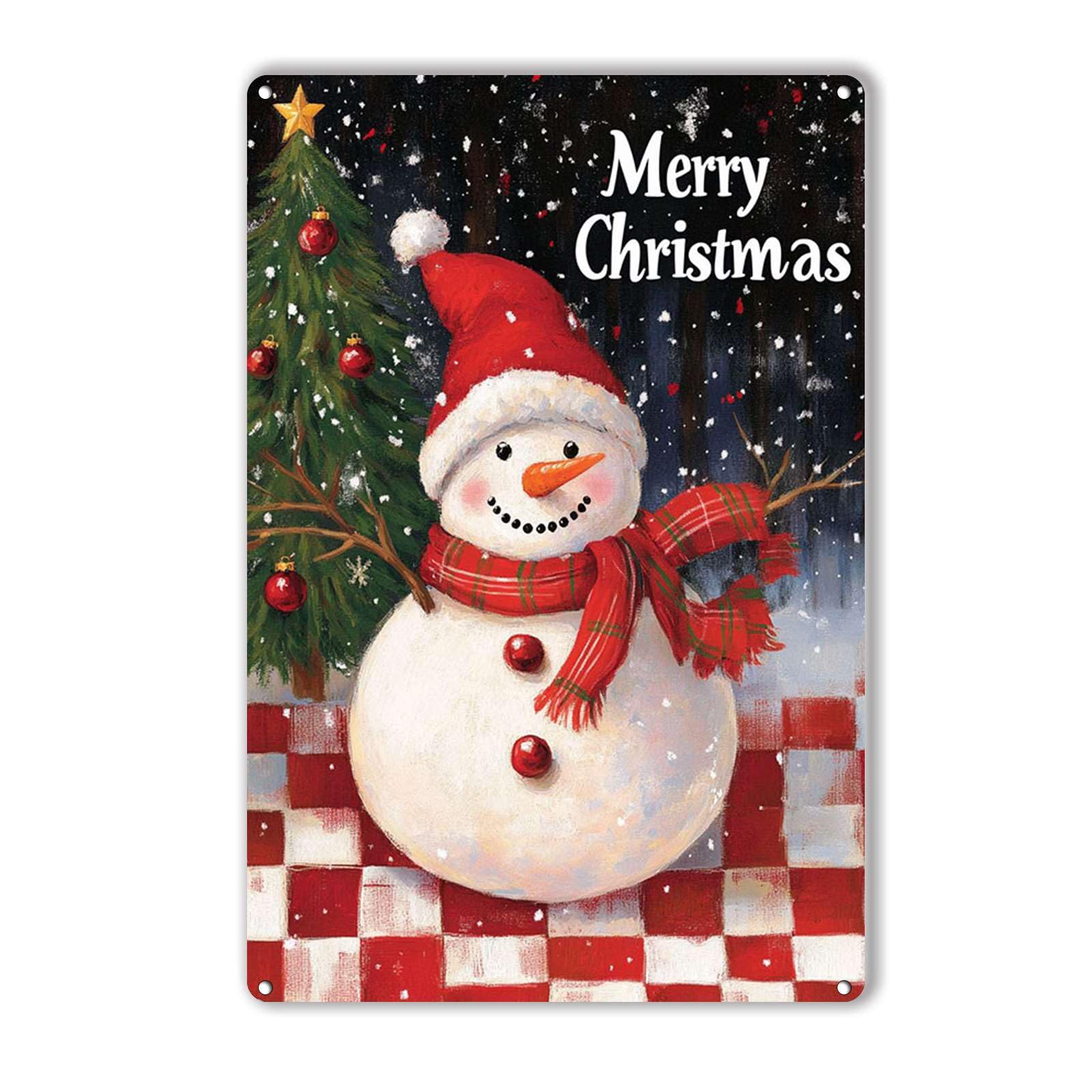 Anceky Funny Metal Tin Sign Merry Christmas Cute Snowman Tin Sign Retro Wall Decor For Farmhouse Home Kitchen Cafe Garage 12×8 Inch