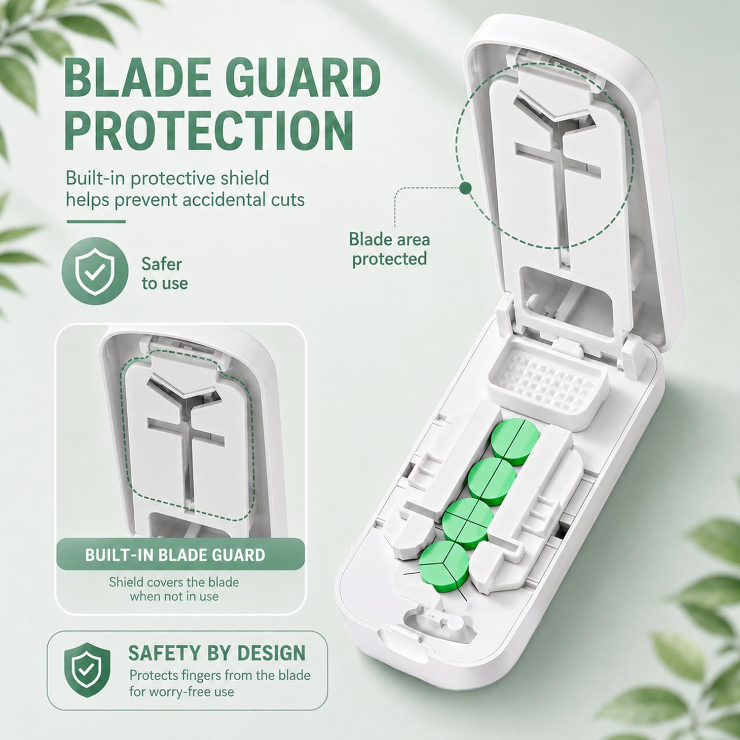 Tablettenteiler(mit Pinsel) Pill Cutter丨Pillenschneider ，Tabletten Teiler für Große und Kleine Tabletten,Medikamententeiler mit Aufbewahrungsfach,für Reise & Haustier