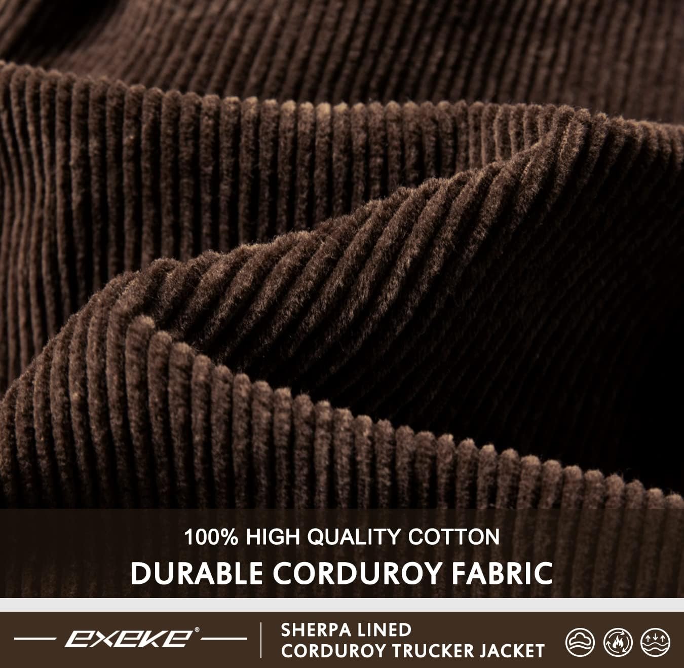EXEKE Men's Corduroy Jacket Sherpa Lined Trucker Jacket Thickened Thermal Winter Jacket - Image 7
