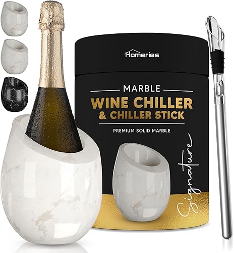 Miniatura 23 de Homeries Cubo enfriador de vino de mármol, enfriador de vino y champán para fiestas, cenas, mantiene el vino y las bebidas frías, enfriadores