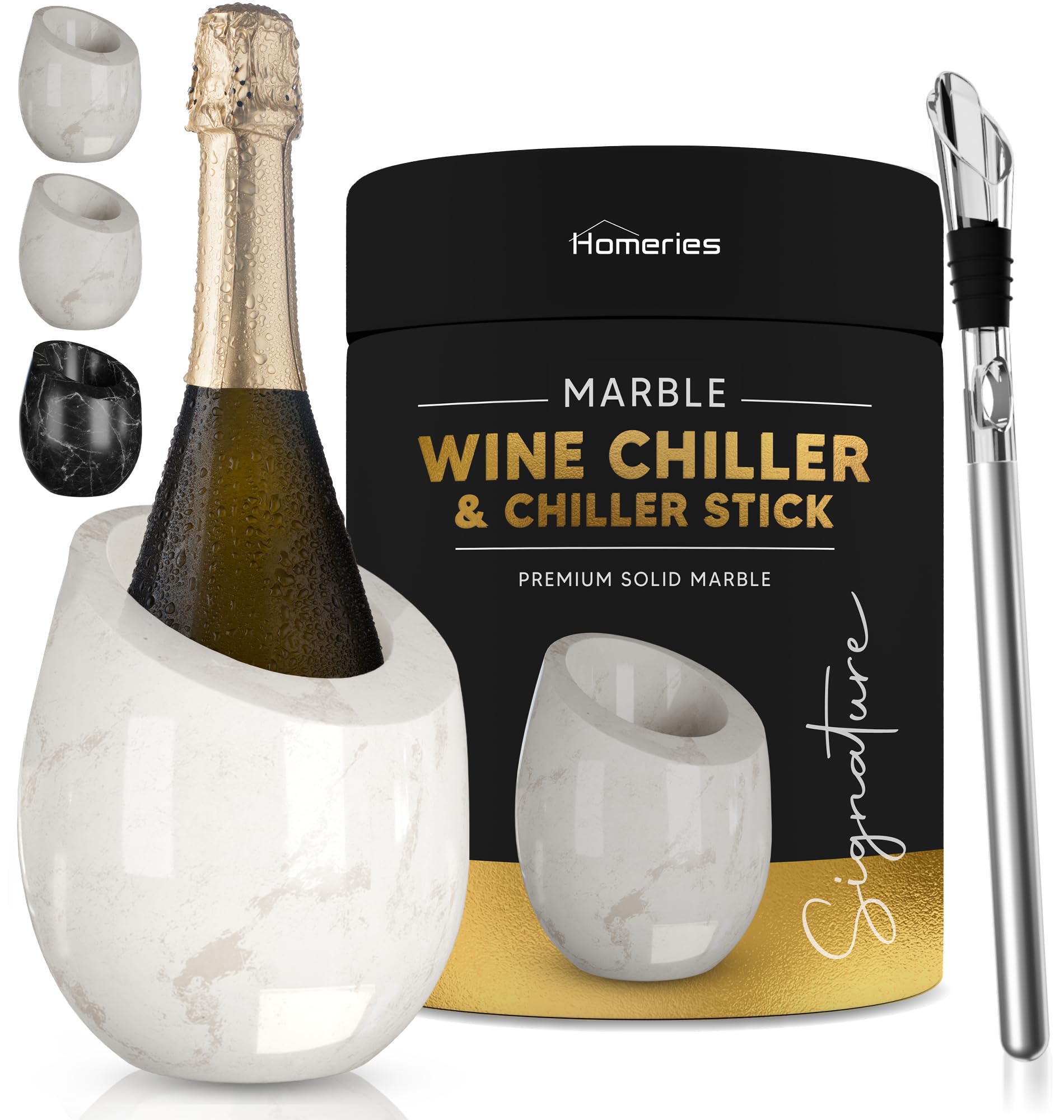 Homeries Cubo enfriador de vino de mármol, enfriador de vino y champán para fiestas, cenas, mantiene el vino y las bebidas frías, tiene capacidad para cualquier botella de 750 ml, regalo ideal para