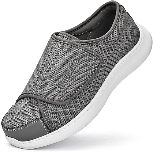 Gmedonm Zapatos de ancho ancho para hombre con ajustable y ligero para edema diabético, fascitis plantar, juanetes, artritis, pies hinchados,