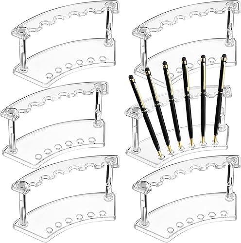 Miniatura 1 de Chinco Soporte de plástico para bolígrafos de 6 piezas, soporte de exhibición transparente con 6 ranuras para bolígrafos, soporte para cejas,