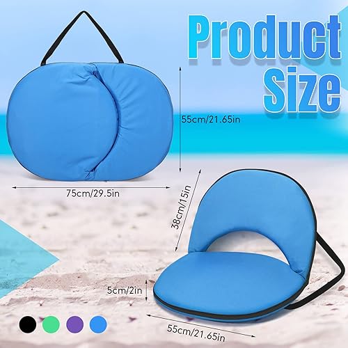 Miniatura 2 de Maitys 4 asientos de estadio con soporte trasero para gradas, asiento plegable con respaldo y cojín, silla de estadio portátil acolchada ancha,