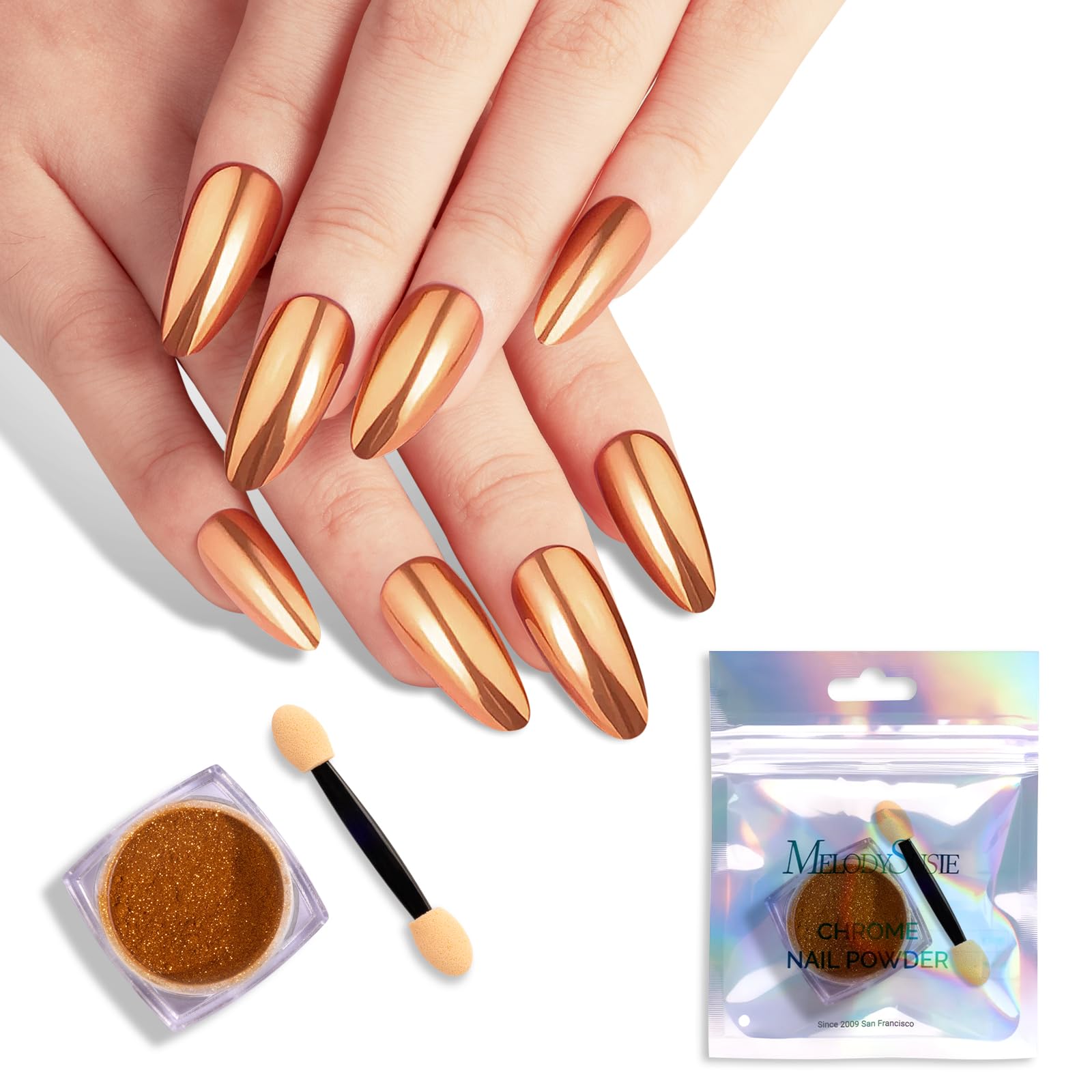 MelodySusie Champagne Chrome Nail Powder for Gel Nails