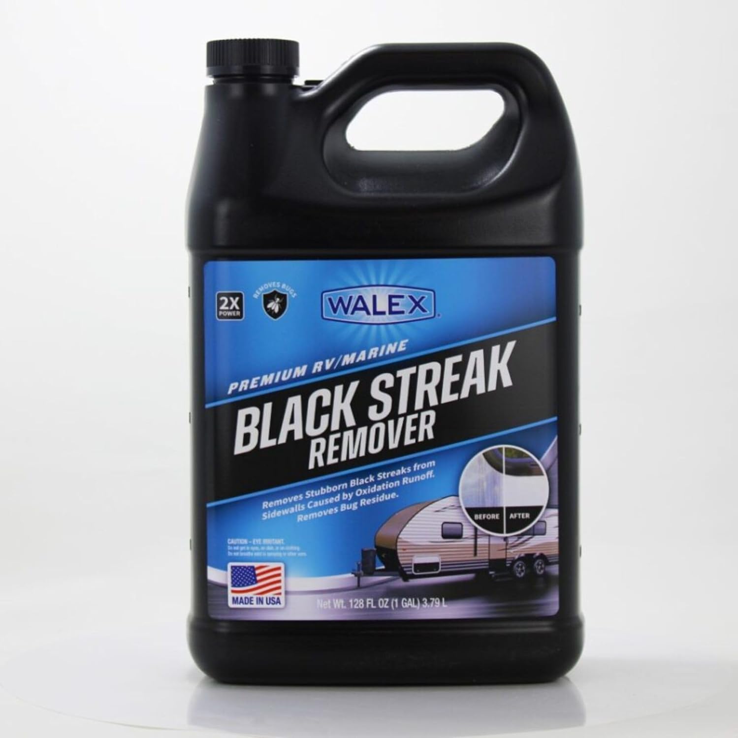 Walex Premium RV/Marine Black Streak Remover - Powerful Exterior Cleaner for RVs, Campers, and Boats, Restores Original Shine, Removes Tough Stains & Scuff Marks, Easy Application, 1 Gallon