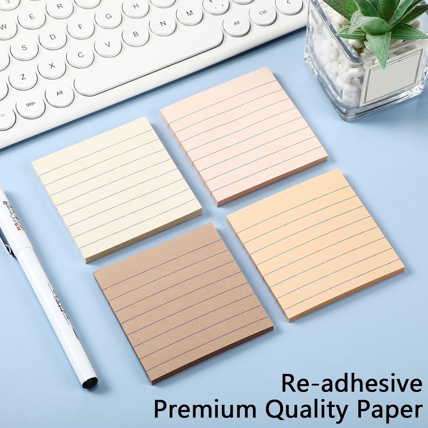 12 Pack Boho Color Lined Sticky Notes 3x3 Inch Post Ruled Stickies Super Self Stick Power Memo Pads Multi Colors Notes Pads Vintage Aesthetic School Office Supplies Accessories - Image 4