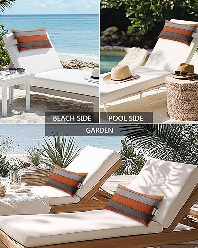 Miniatura 6 de Paquete de 2 fundas de almohada lumbares de madera rústica de granero color naranja degradado, juego de fundas de almohada impermeables para