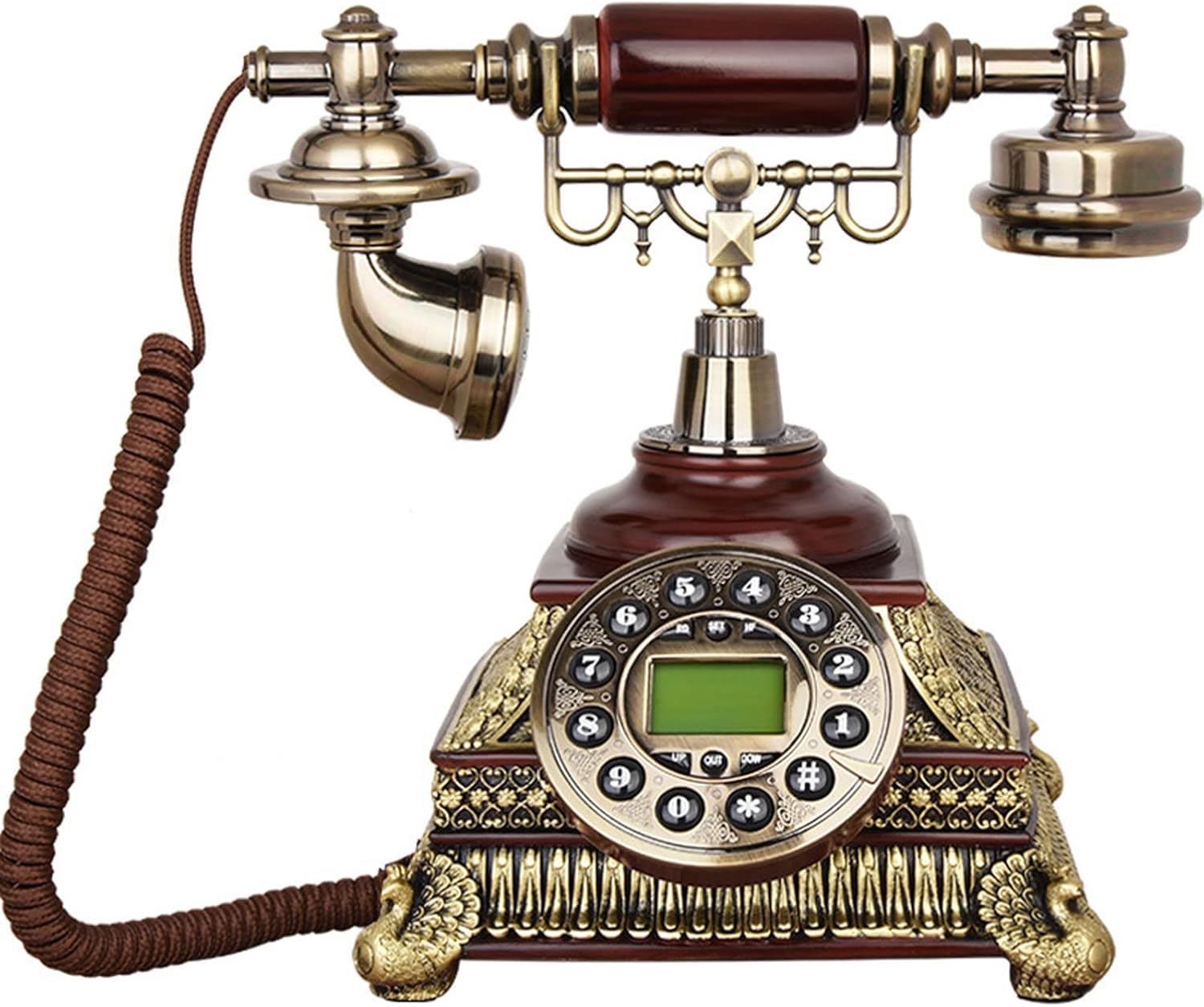 Vintage Phone - LCD Display and Redial, Antique Wired Fixed Phone for Home, Office, Hotel Decoration