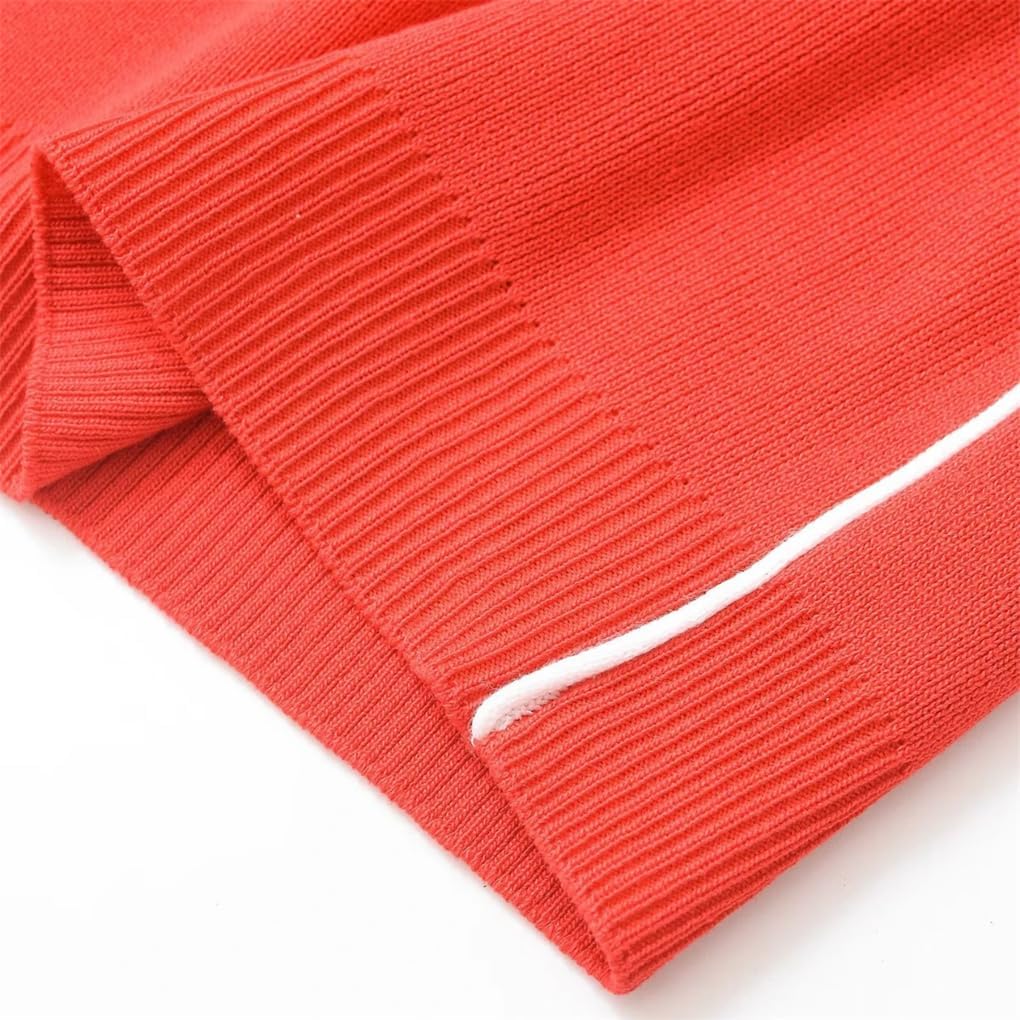 Women's Side Stripe Knit V-Neck Single Breasted Ribbed Vest