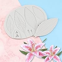 Vista 4 de Molde de fondant de lirio, hojas de flores, moldes de silicona para decoración de pasteles, mousse, chocolate dulce, pasta de flores, masa, goma