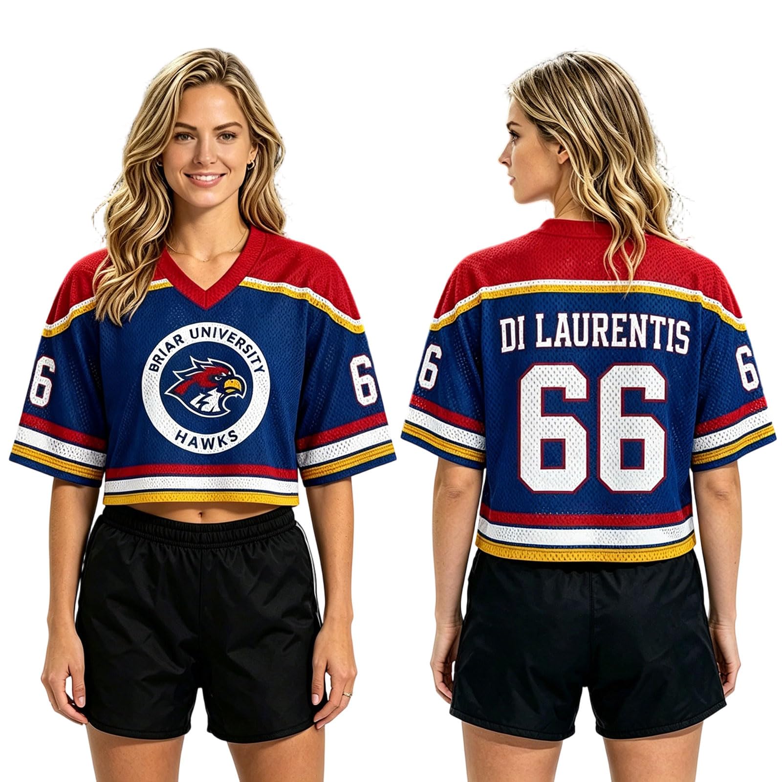 Maillot de Hockey Grahams 44 Imprimé Col V Crop Tops Manches Courtes