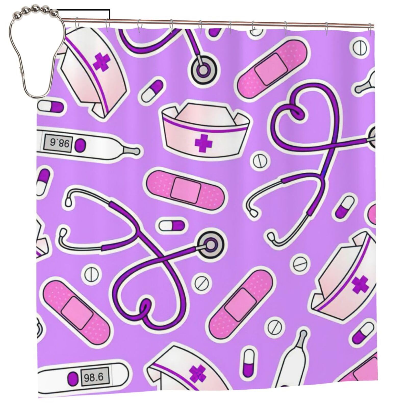 Rideau de douche imprimé violet pour créer une ambiance spa relaxante chez soi