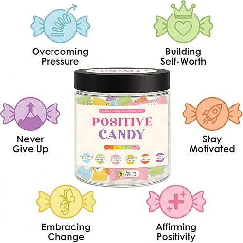 Miniatura 4 de Caramelos positivos, 30 afirmaciones diarias para mujeres, adolescentes, dulce afirmación positiva, lindo tarro de dulces de motivación, regalos
