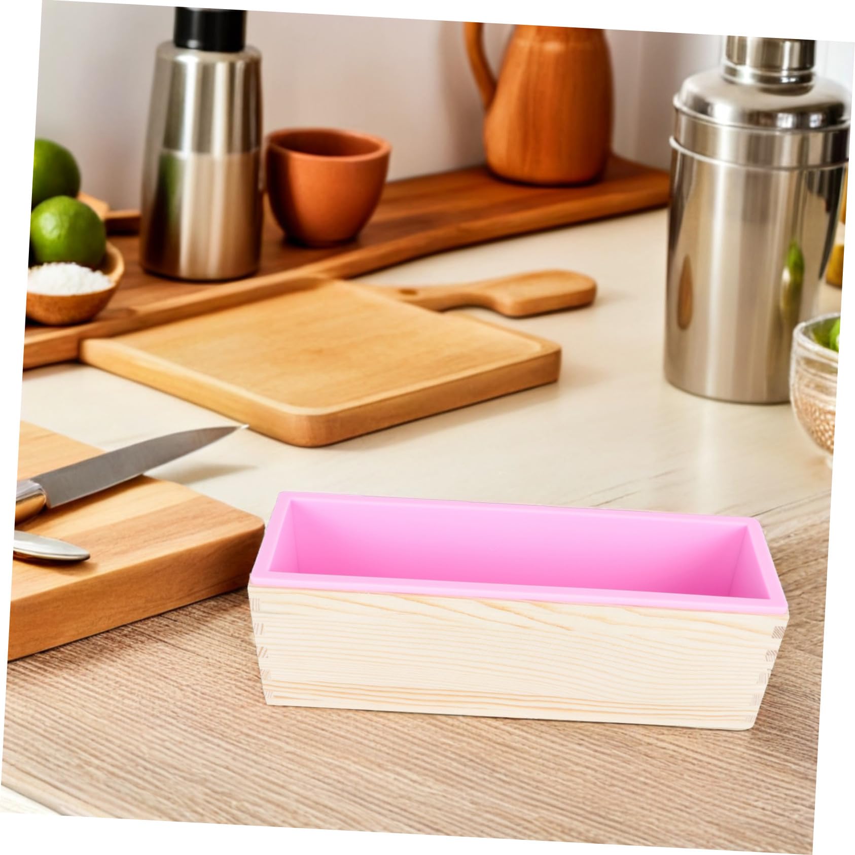 Molde de Pan con Tapa de Madera, 1 Juego Rectangular, Antiadherente