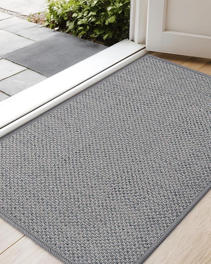 COLOR&GEOMETRY Thin Door Mats Indoor 80x120cm, Non Slip Front Door Mat Inside (Rolled-up NO Creases), Low Profile Inside Doormat, Easy to Clean Doormat, Floor Mat For Entryway, Patio, Grey