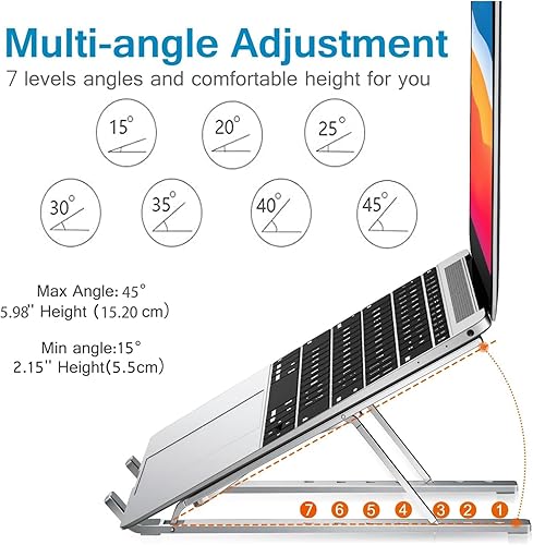 Miniatura 3 de Soporte ajustable para laptop | Elevador de aluminio para laptop para escritorio | Compatible con MacBook Air/Pro, Dell, HP, Lenovo y todas las