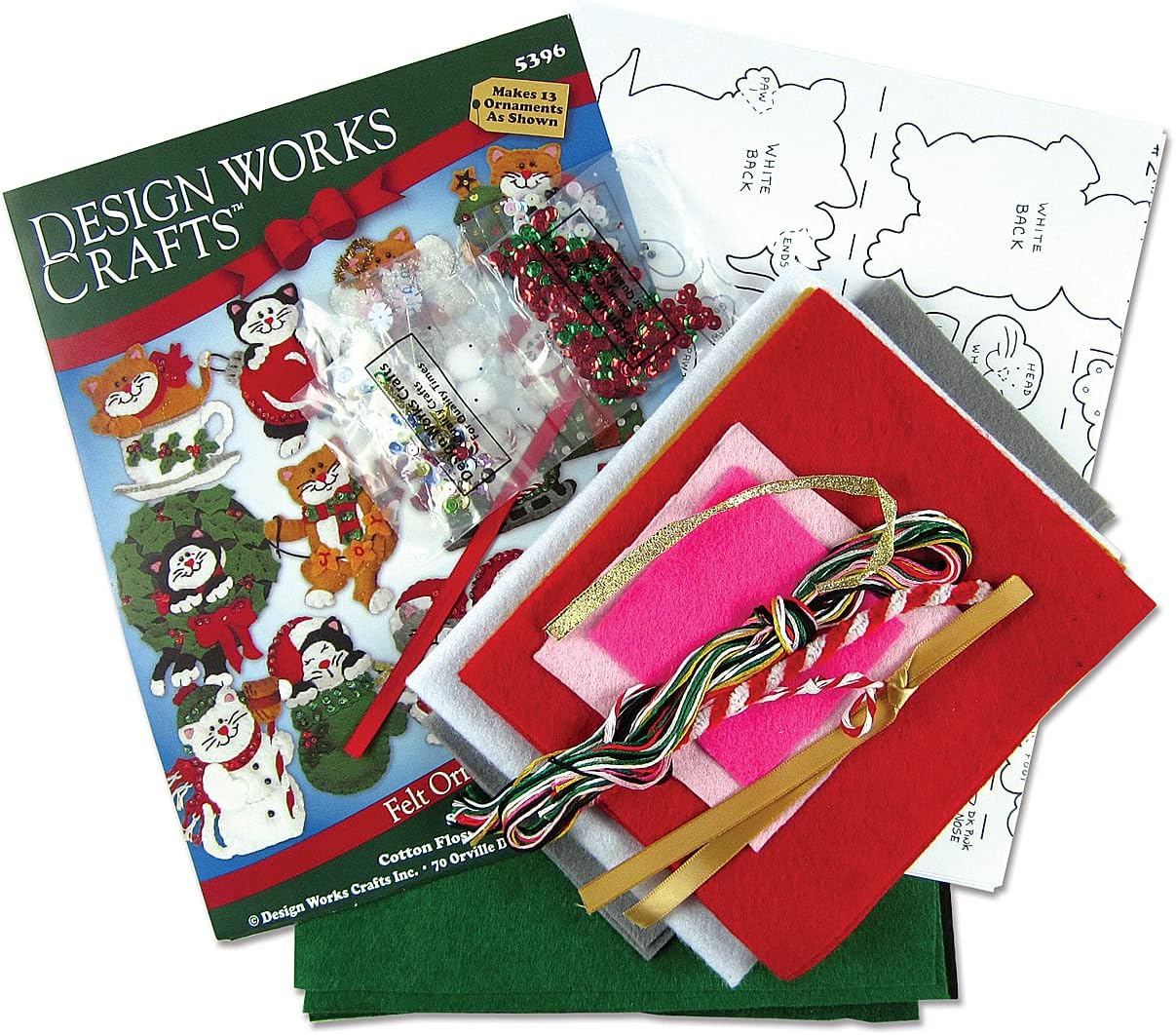 DESIGN WORKS Lots of Kittens Felt Ornament Kit - Set/13