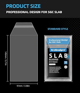 Graded Card Sleeves 100pcs Graded Guard Slab Sleeve Super Clear Fit for SGC Graded Cards (91x145mm,100pcs)