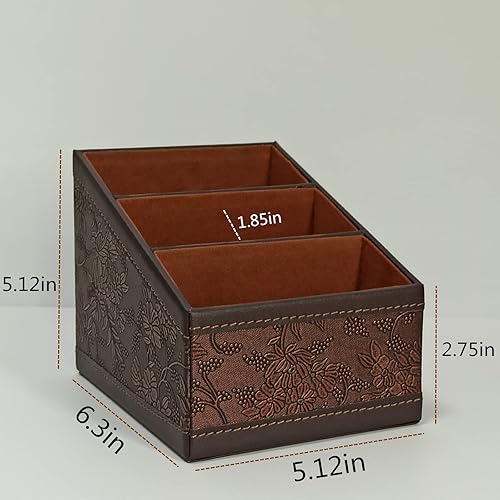 Miniatura 6 de Soporte de control remoto de TV de piel sintética de moda con 3 compartimentos, organizador de escritorio para cable de DVD, bloc de notas y