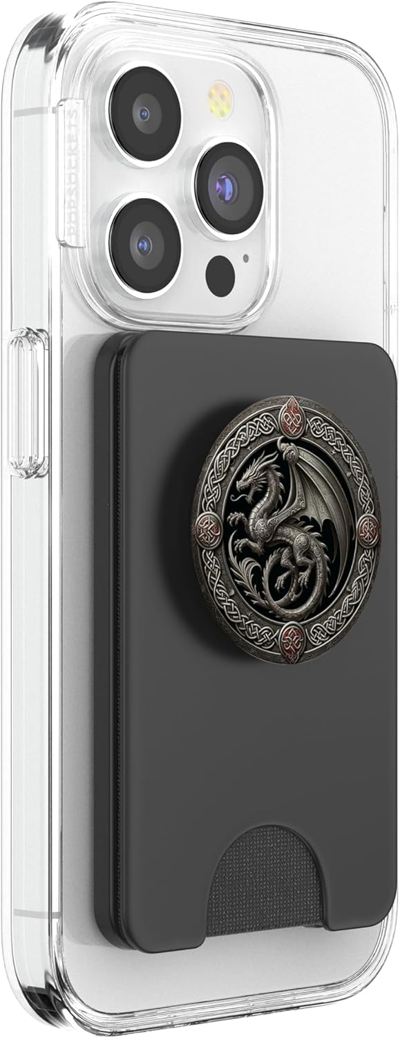 Aesthetic Viking Chinese Dragon Silver Mythical Fantasy PopSockets PopWallet for MagSafe
