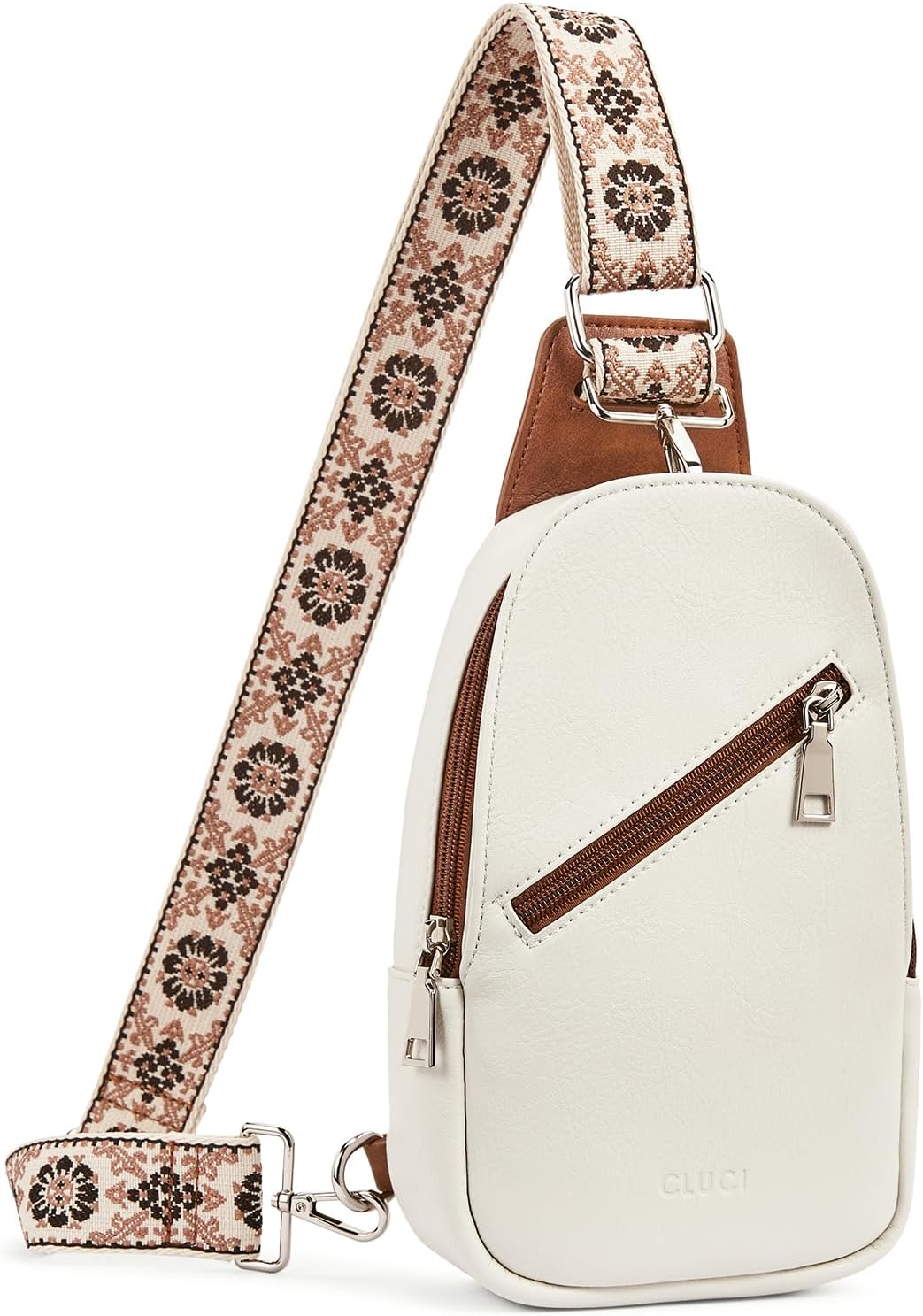 CLUCI Small Sling Bag for Women, Vegan Leather Fanny Pack Crossbody Bags for Women, Chest Bag With Guitar Strap