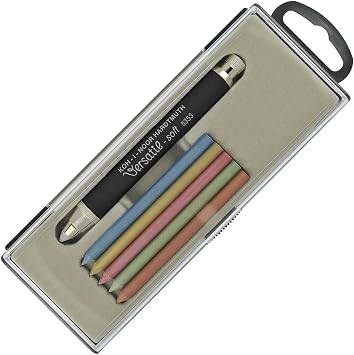 Koh-I-Noor VERSATIL 53530N8005TE All Metal Leadholders with Sharpener, Soft Surface Set - Black