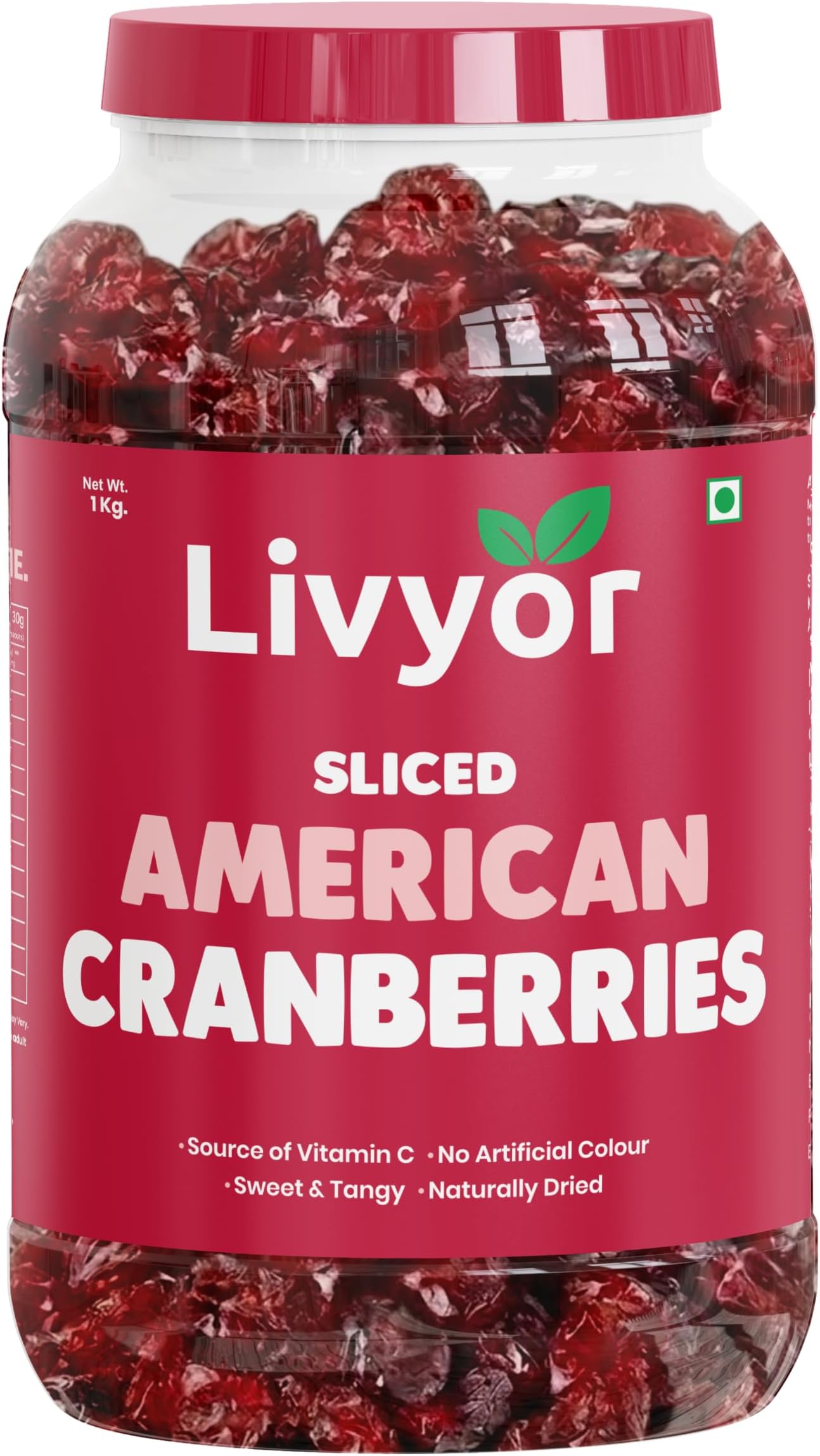 Sliced Cranberries - 1kg | Naturally Dried | Dry Fruits | Rich in Fibre | Healthy and Tasty | Naturally Sweet | Pack of 1