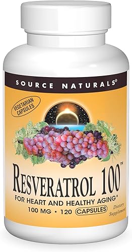 Source Naturals Resveratrol 100, para el Corazón y el Envejecimiento Saludable* 100 mg - 120 Cápsulas Vegetarianas