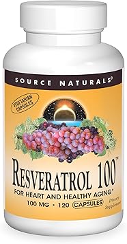 Source Naturals Resveratrol 100, for Heart and Healthy Aging* 100 mg - 120 Vegetarian Capsules