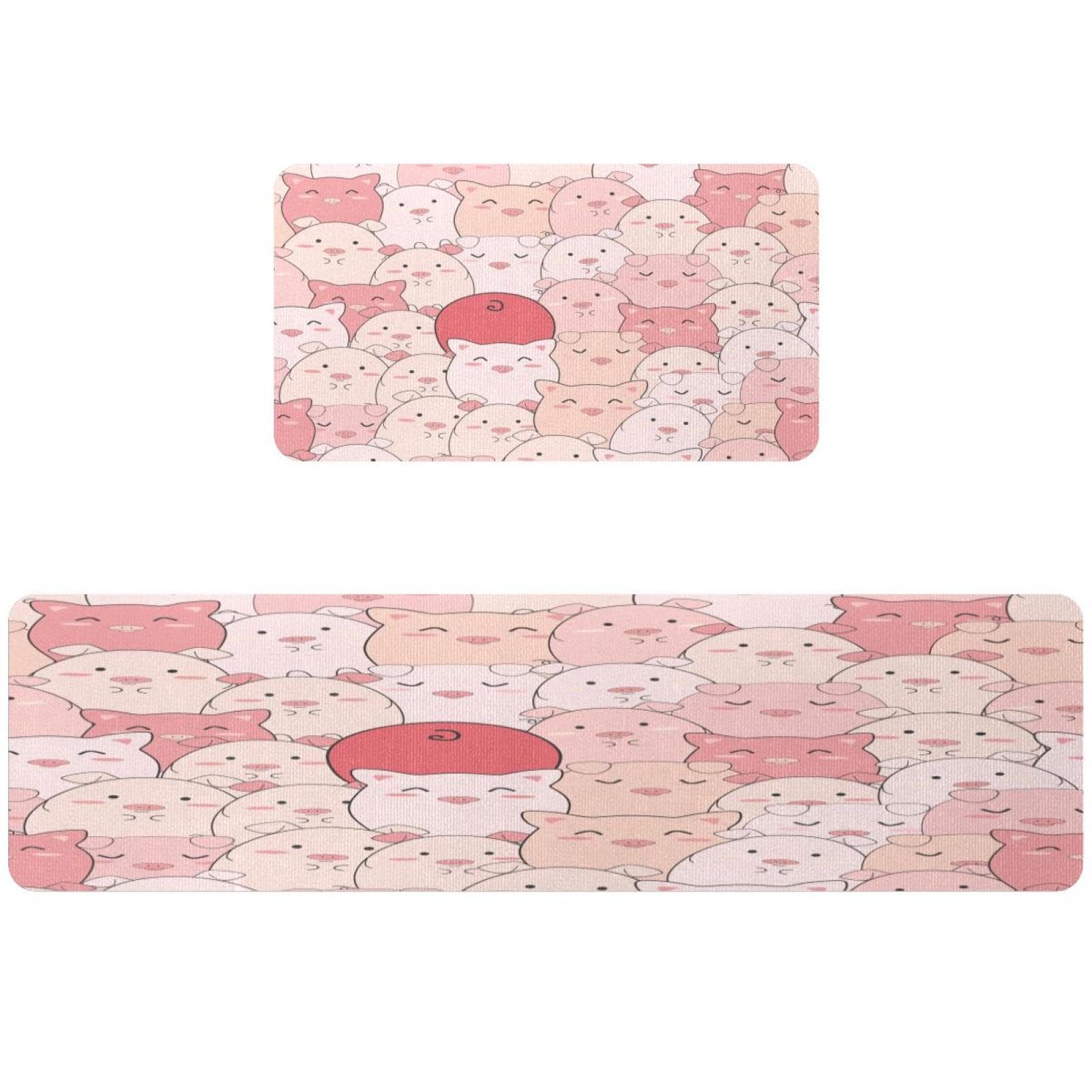 Tapis de cuisine lavables pour éviter les glissades avec motif cochons mignons