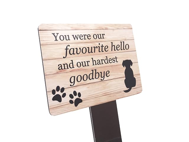 OriginDesigned Placa conmemorativa de perro con estaca de tierra, marcador de tumba de jardín