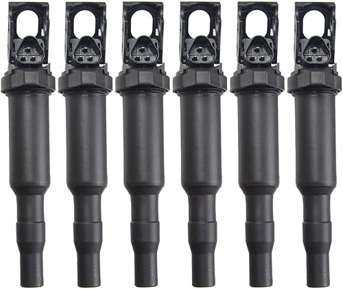 Paquete de 6 bobinas de encendido, repuesto OEM # 0221504470, compatible con BMW 325i 328i 335i 525i 528i 530i 535i 545i 650i X3 X5 M5 M6 Z4 Mini