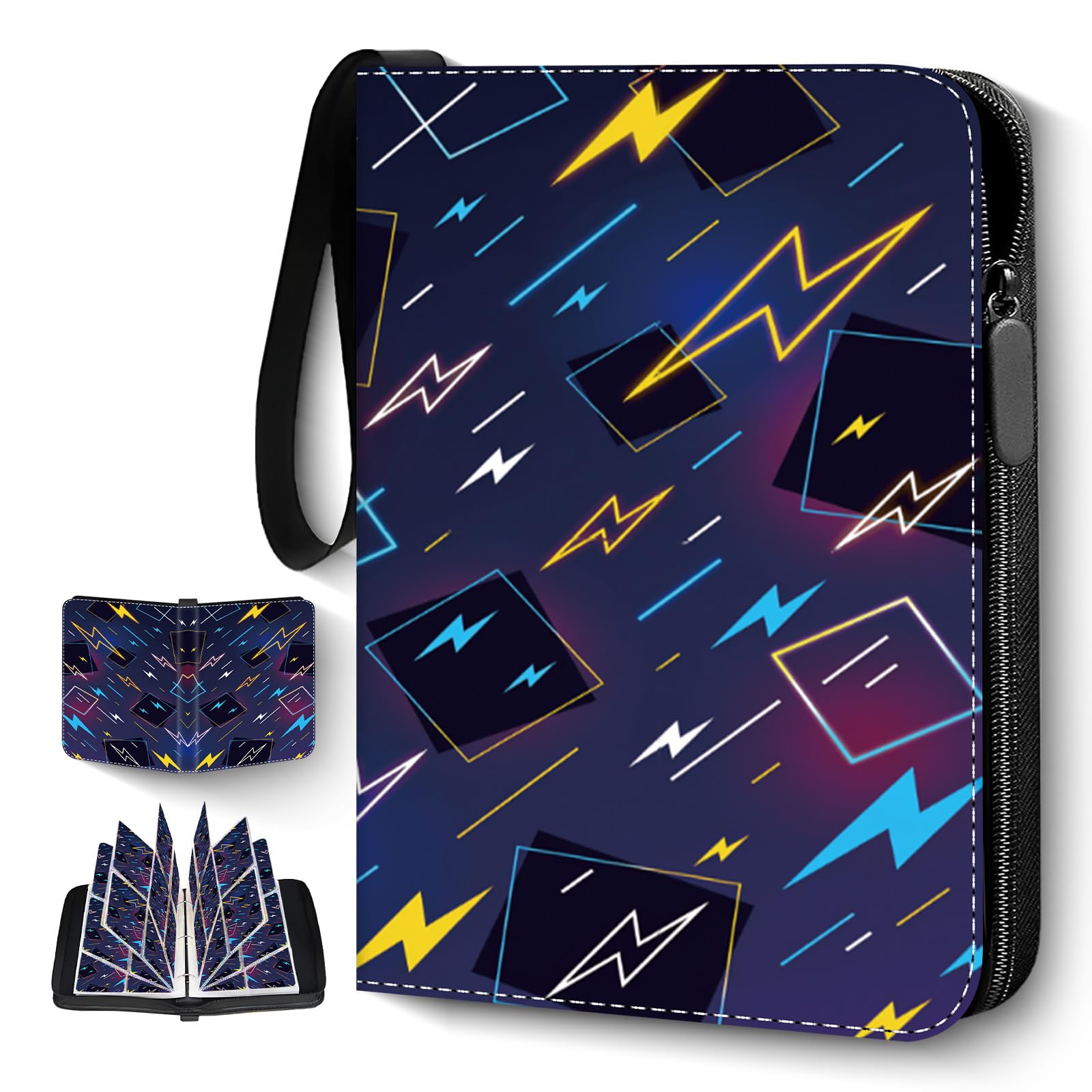 Carpeta de tarjetas para tarjetas coleccionables con capacidad para 440 tarjetas, 55 páginas, cremallera impermeable de piel sintética con asa portátil, álbum de tarjetas coleccionables para 151