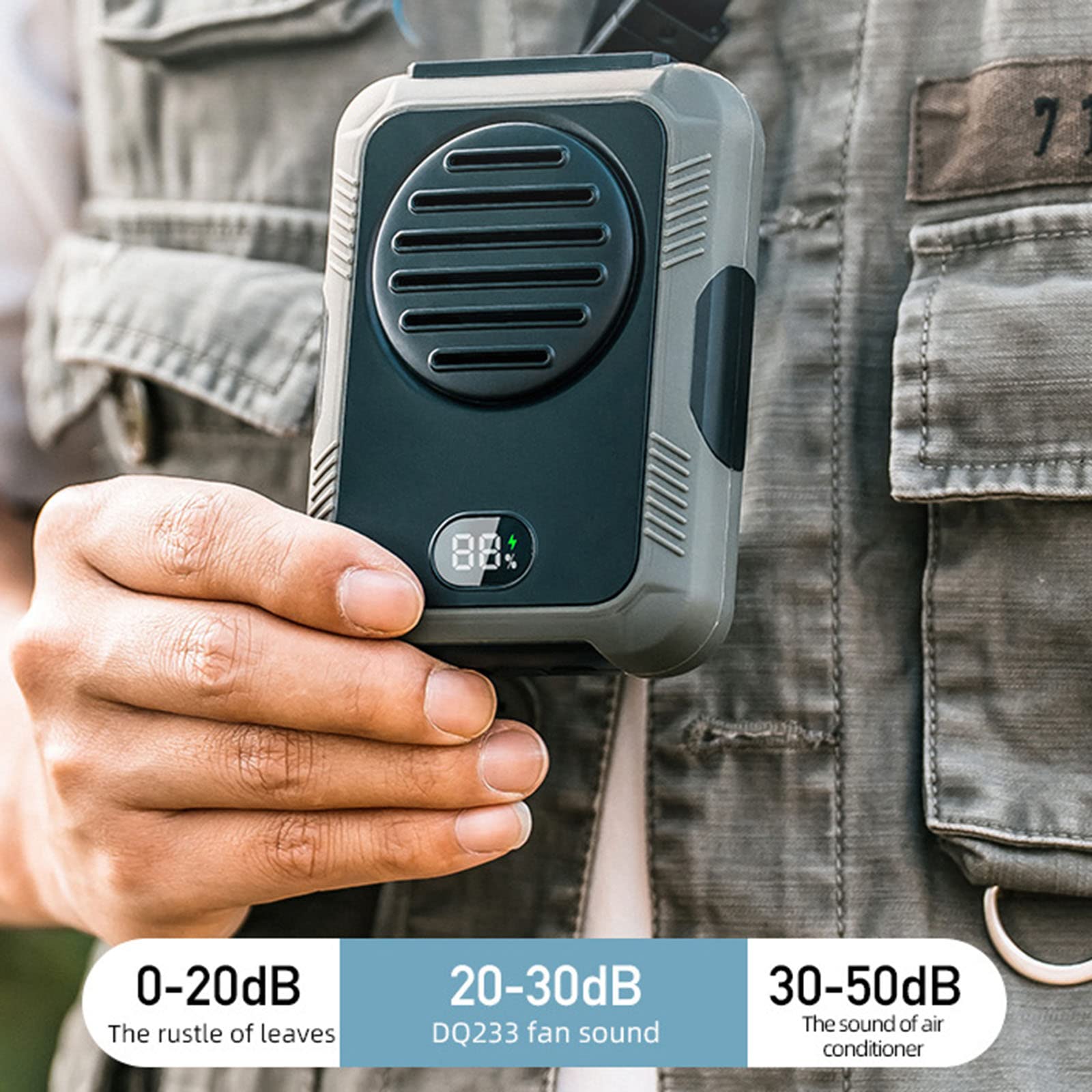 RANRAO 6000mAh Draagbare Tailleclipventilator, Riemventilator