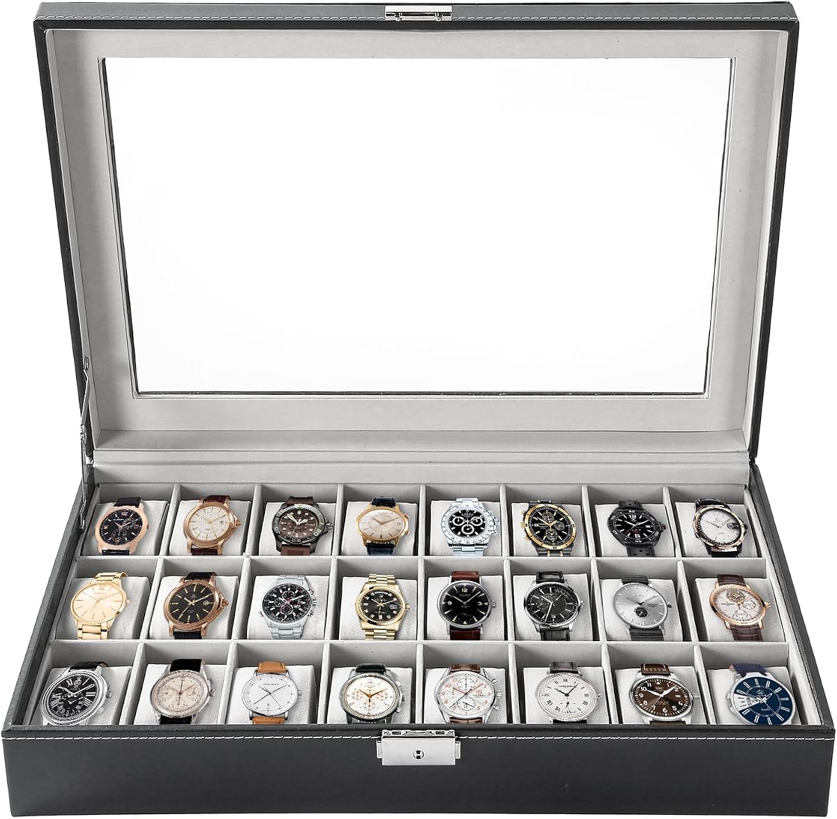 24 Slots Watch Box, Watch Display Organizer for Men Women
