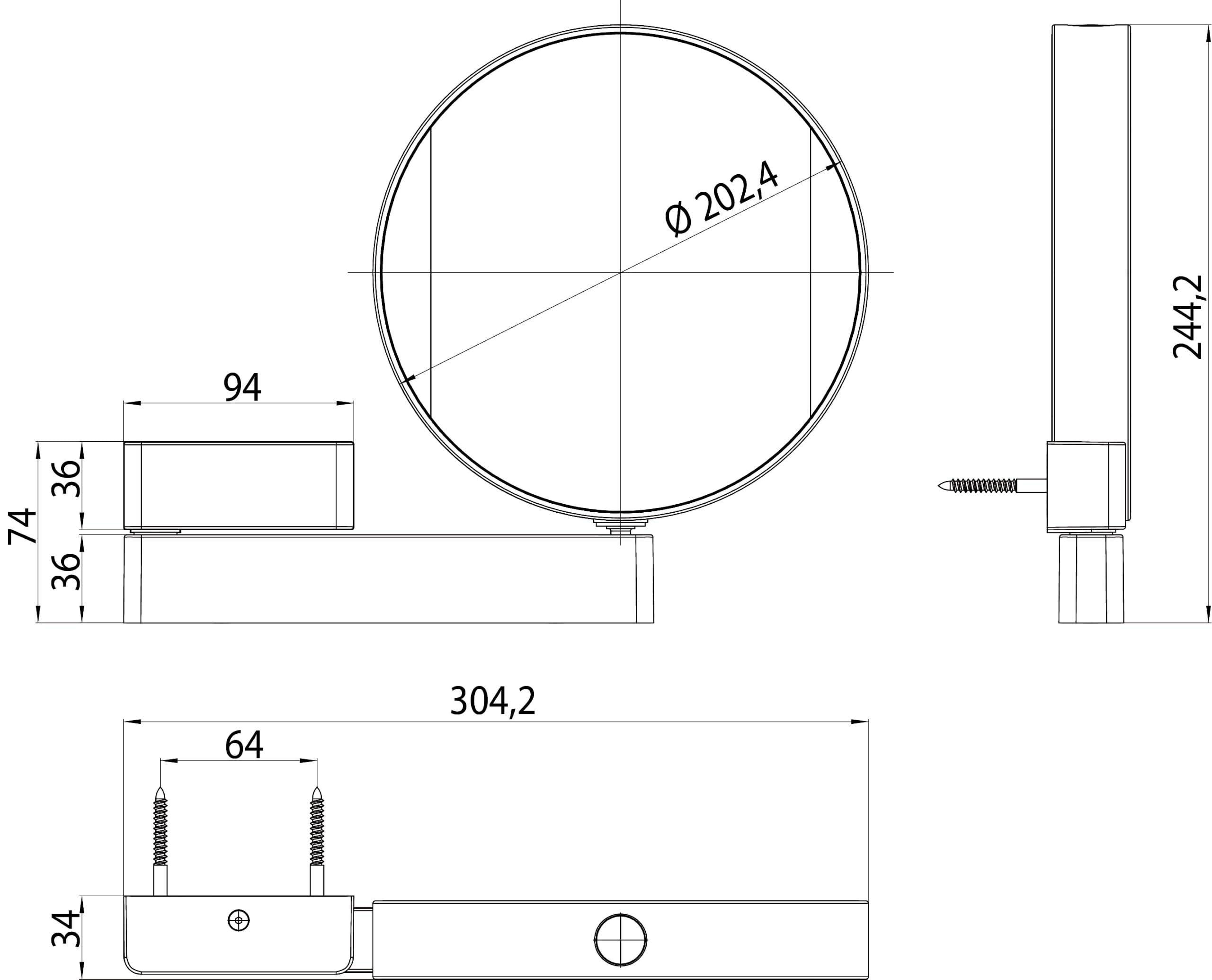Emco Universal LED Kosmetik- und Rasierspiegel am Flexarm, runder Kosmetikspiegel mit Beleuchtung zur Wandmontage, Vergrößerungsspiegel (3-/7-fach) mit Einstellbarer Farbtemperatur, Chrom