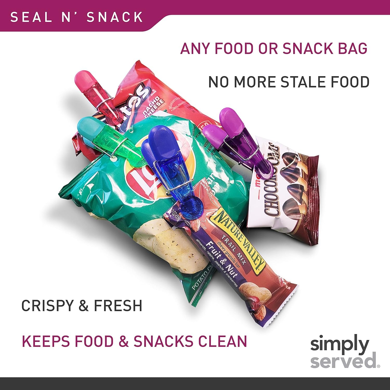 Magnetische Snack- und Chip-Clips, verschiedene Farben, 16 Stück