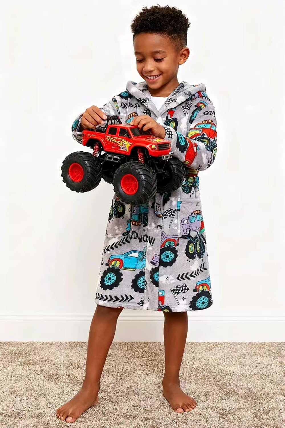 Boys Fleece Robe Hooded Toddler Soft Bathrobe Pajamas Sleepwear for Kids Girls 2-16 Years