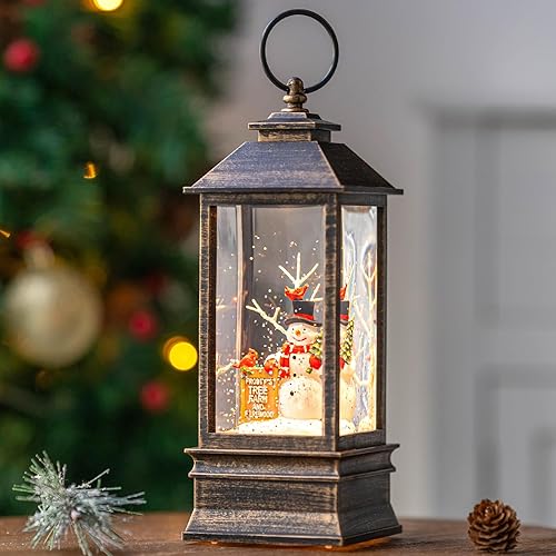 Miniatura 3 de Frosty's Tree Farm - Linterna de agua con globo de nieve iluminado musical de 10 pulgadas con decoración de purpurina giratoria para el hogar de