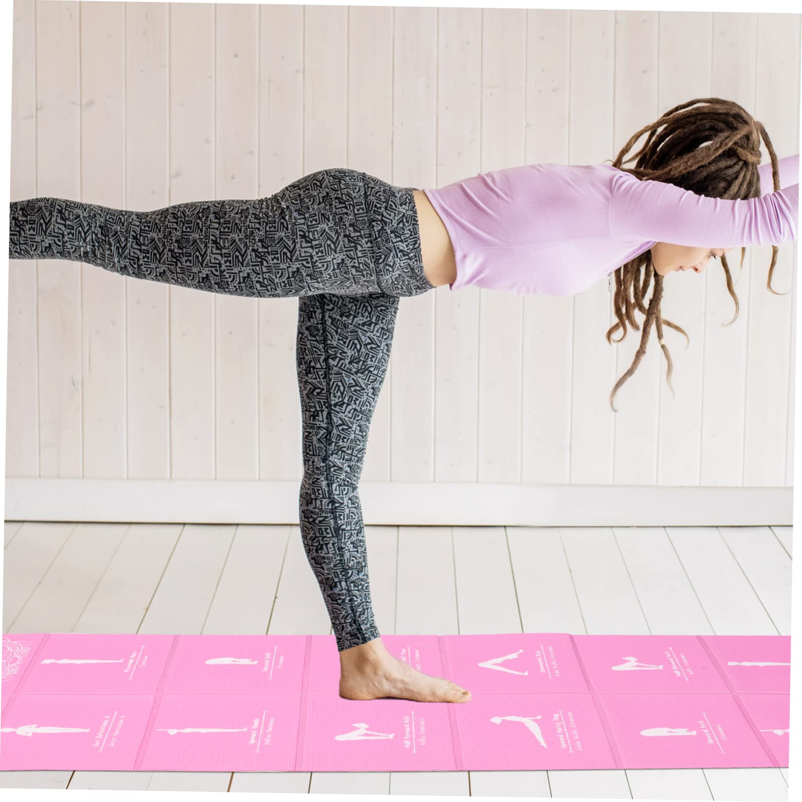 KOMBIUDA Esterilla Segura Antideslizante y Plegable de Yoga de Tpe para Pilates y Estiramientos, Adecuado para Casa y Ejercicio