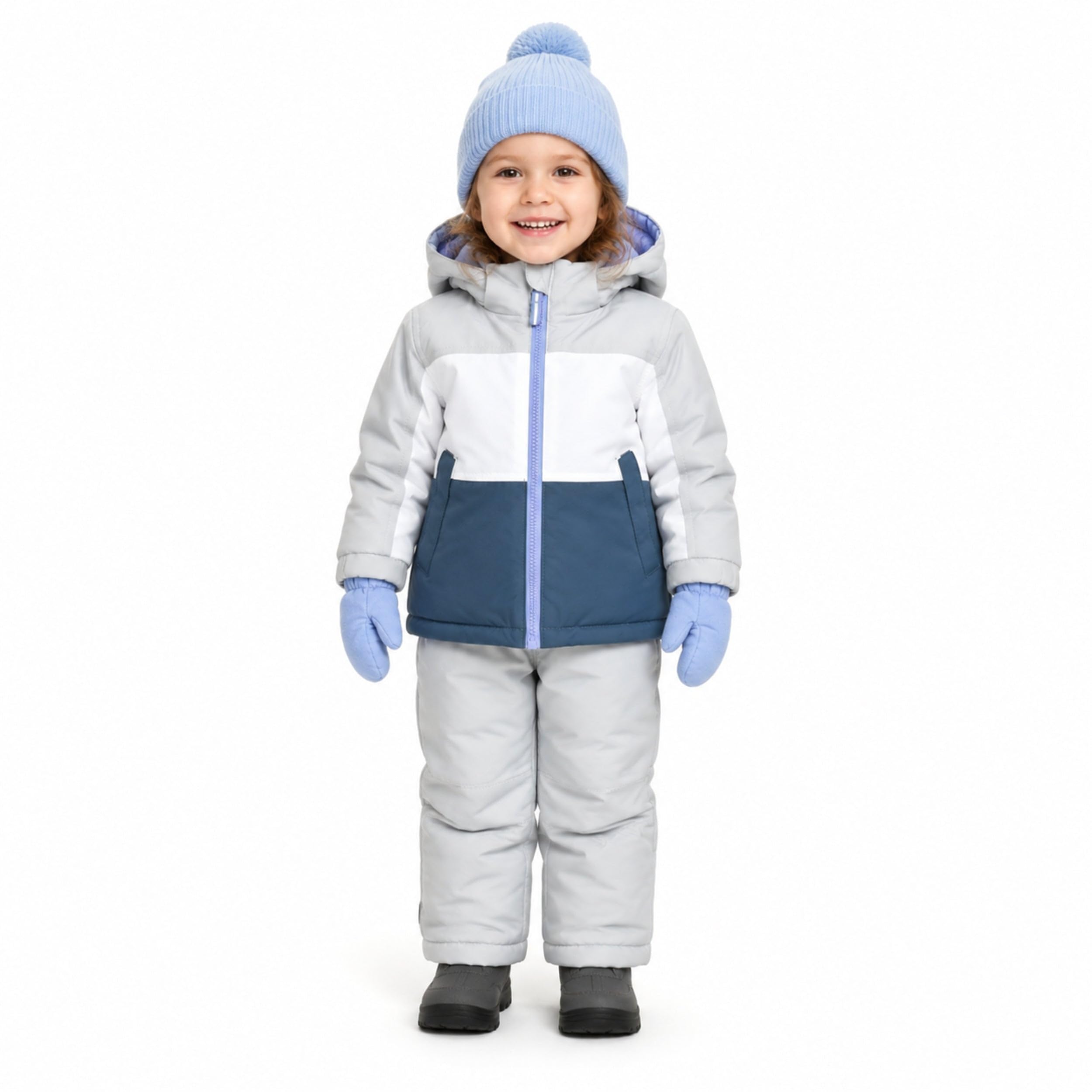 Arctic Quest Girls' Bib Snow Pants and Ski Jacket Water-resistant Snowsuit for Kids Winter Jacket for Girls Hooded