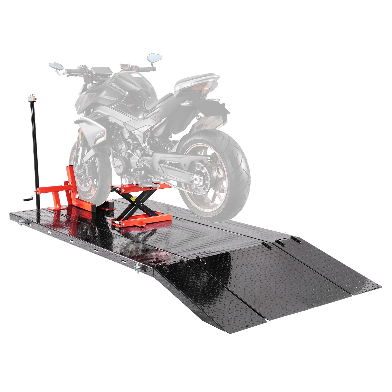 VEVOR Podnośnik motocyklowy z regulacją wysokości, ze zdejmowanym stołem warsztatowym, pneumatyczna platforma do naprawy pojazdów (obciążenie 680 kg/maks. wysokość podnoszenia 940,2 mm) do rowerów