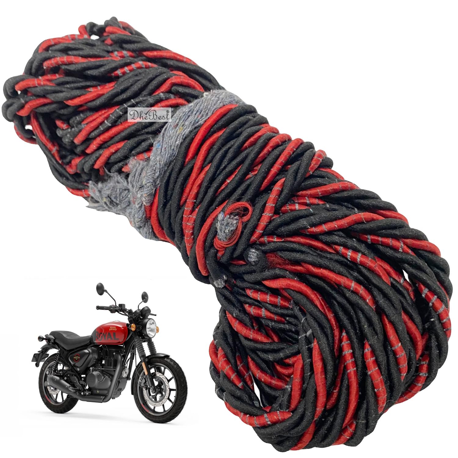 Dhe Best Bike Bullet Black Leg Guard Rope (28 Meter) Strong and Heavy Legguard Rope Black Red Compatible with RE Hunter 350-image-4