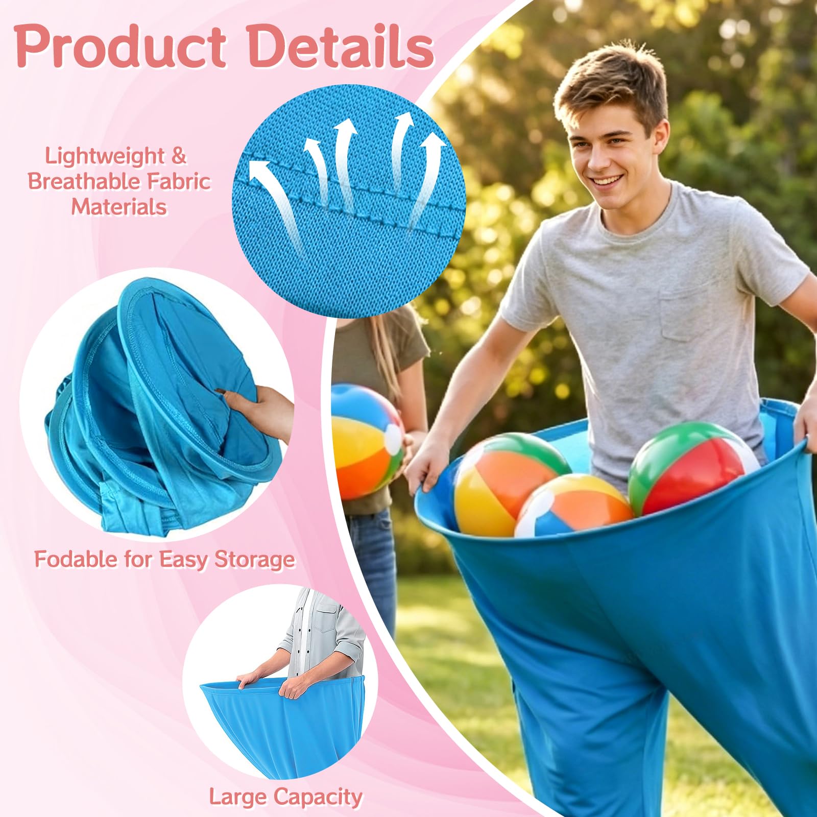 Juego de 26 piezas de pantalones de abuela para patio, juegos de grupo al aire libre con bolas rebotantes, bombas para niños y adultos, patio familiar, Pascua, carnaval, fiesta, camping